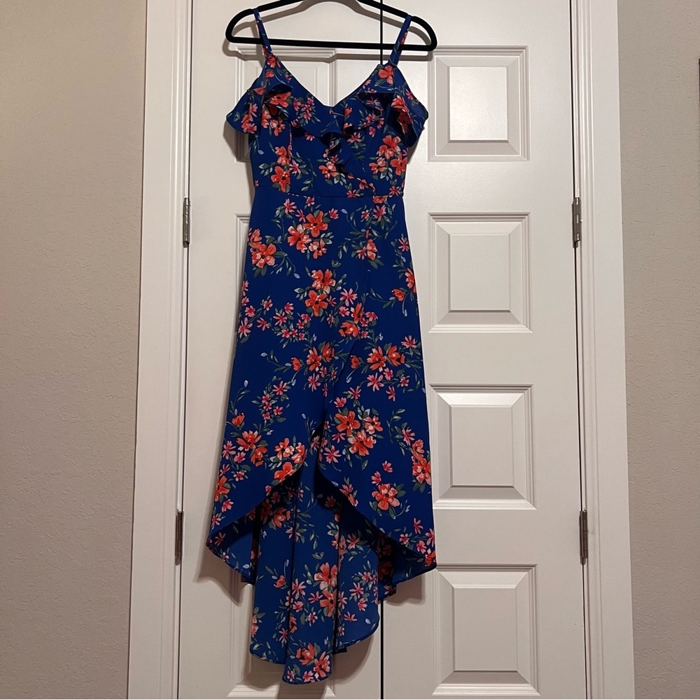 I.N. San Francisco Blue Floral High Low Dress